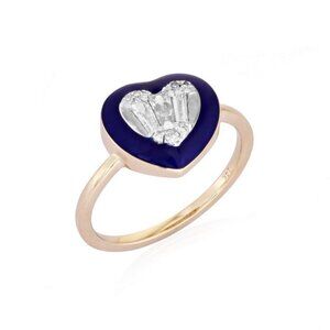 Diamond Eclipse 14K (or 18k upon request) Gold Enamel Solitaire Ring
